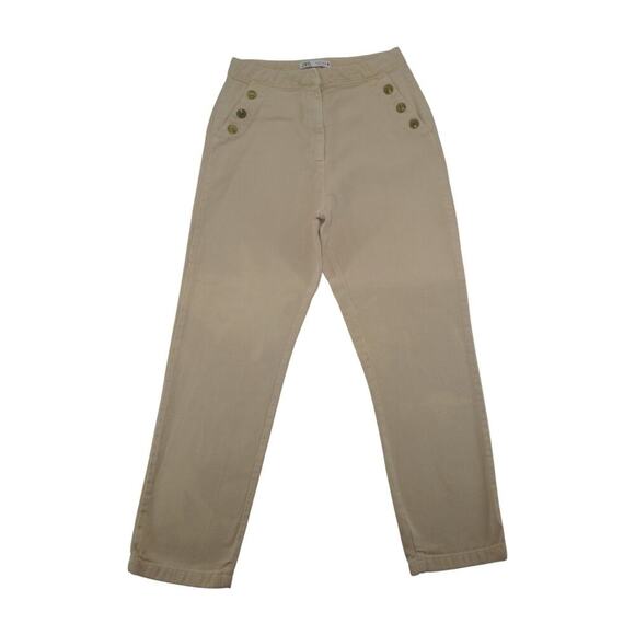 Zara Pants - ZARA Women Khaki High Rise Sailor Pants Size 30 Beige Straight Leg Trousers
